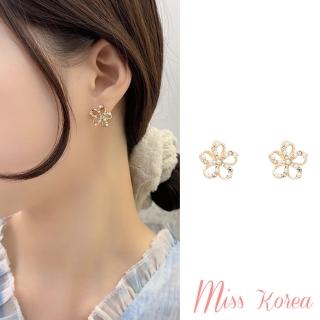 【MISS KOREA】韓國設計S925銀針溫柔氣質細緻縷空花朵美鑽耳環