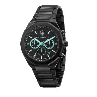 【MASERATI 瑪莎拉蒂】AQUA STILE 海洋水色超現代黑鋼腕錶45mm(R8873644001)