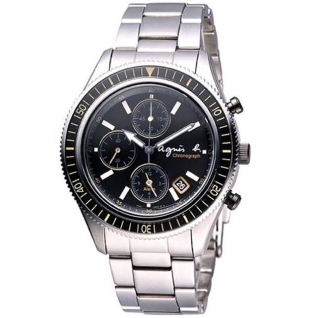 【agnes b.】法式時尚都會三眼計時腕錶-40mm(7T62-0JX0D/BF3002P1)
