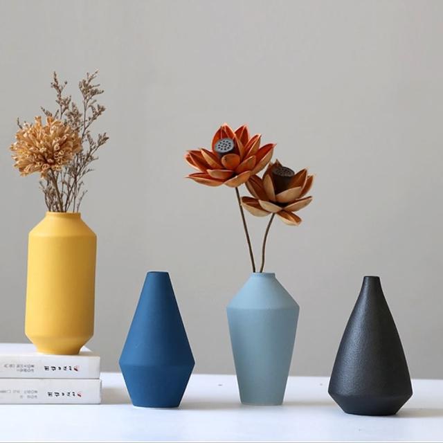【JEN】北歐莫蘭迪陶瓷花瓶花器桌面擺飾居家裝飾4件組(B)