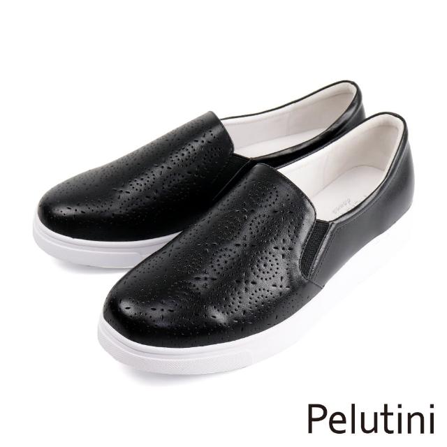 【Pelutini】雕花造型休閒懶人鞋 黑色(8762W-BL)