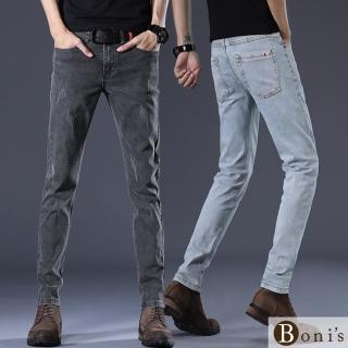 【Boni’s】韓版小腳彈力休閒牛仔褲 M-3XL(現+預 淺藍色 / 灰色)