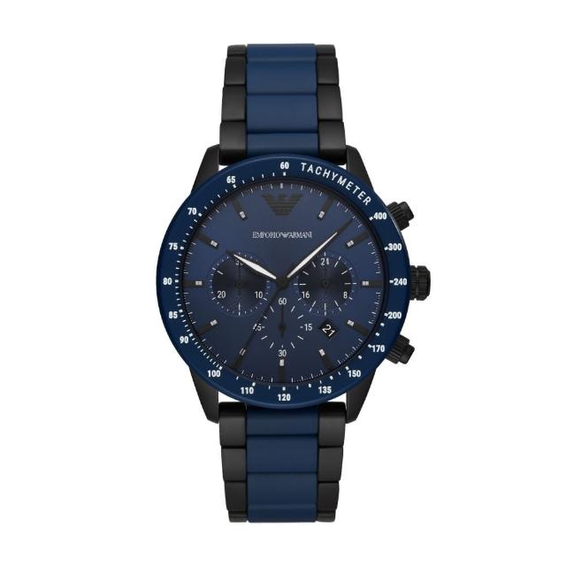 【EMPORIO ARMANI】質感優越藍色陶瓷腕錶43mm(AR70001)