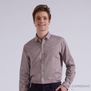 【ROBERTA 諾貝達】男裝 Natural系列 奧地利素材 修飾身形 花格子長袖襯衫(棕色)