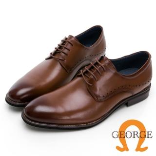 【GEORGE 喬治皮鞋】經典系列 職人通勤素面真皮木紋紳士鞋 -紅棕 115012CZ-29