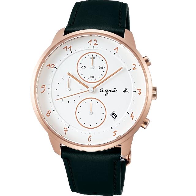【agnes b.】marcello 系列手寫時標計時腕錶(VD57-KY30Z/BM3017J1)