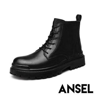 【ANSEL】真皮馬丁靴 厚底馬丁靴/真皮復古經典時尚6孔馬丁靴-男鞋(黑)
