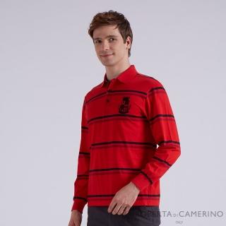 【ROBERTA 諾貝達】男裝 修飾身形 舒適純棉長袖紅色POLO棉衫(紅)