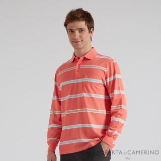 【ROBERTA 諾貝達】男裝 遠紅外線機能長袖POLO棉衫(橘)