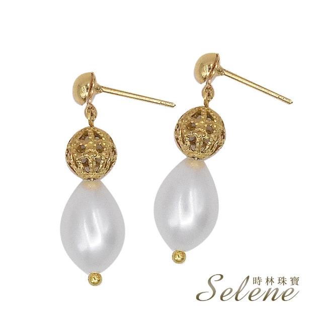 【Selene】簡約銀白淡水珍珠耳環