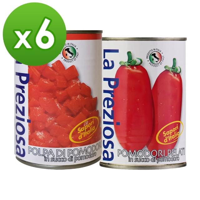 【咖樂迪咖啡農場】La Preziosa 義大利整顆/切塊番茄罐頭 6入任選(400ml)