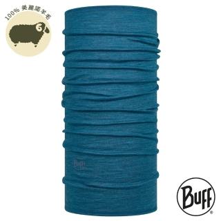 【BUFF】美麗諾羊毛舒適頭巾 霧灰藍 BF113010-742(季節交替/羊毛/路跑/健行/單車/爬山)