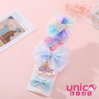 【UNICO】冰雪奇緣迷最愛超仙公主全包布髮夾系列-5入組-甜心款(髮飾/配件/聖誕)