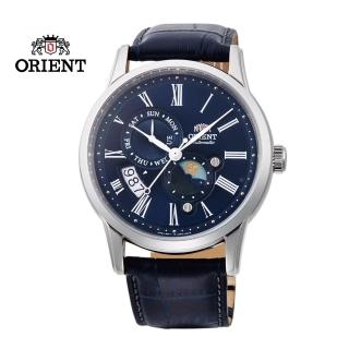 【ORIENT 東方錶】ORIENT 東方錶 SUN&MOON系列 日月相錶 皮帶款 藍色-42.5mm(RA-AK0011D)
