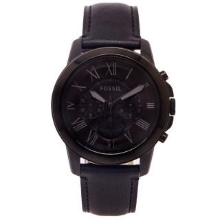 【FOSSIL】羅馬優雅風計時的皮帶手錶黑色面/44mm(FS5132IE)