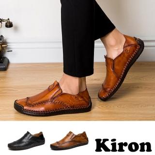 【Kiron】平底樂福鞋 樂福鞋/復古縫線拼接時尚休閒樂福鞋-男鞋(3色任選)