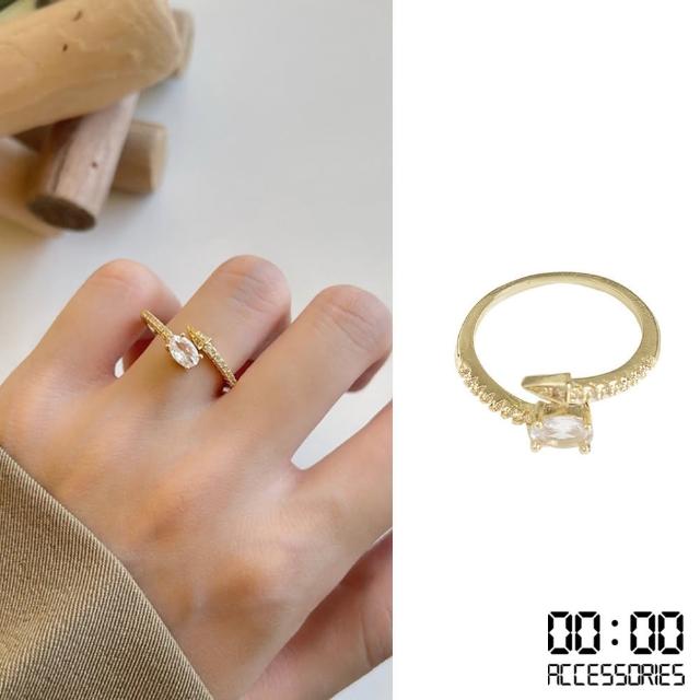 【00:00】韓國設計圓形鋯石箭頭造型戒指