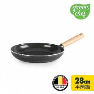【GreenChef】greenpan 東京木紋系列28cm陶瓷不沾鍋平底鍋(鋯石黑)