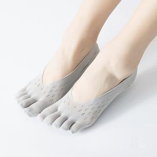 【89 zone】日系透氣矽膠蕾絲 女襪 隱形襪 淺口襪 五指襪 絲襪 1 雙(梅花款灰)