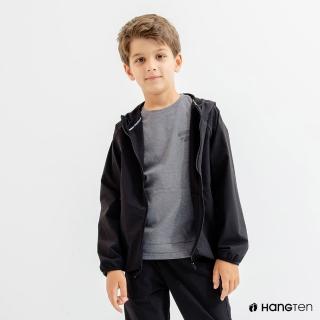 【Hang Ten】童裝-恆溫多功能-四面彈防輕潑水連帽外套(黑色)