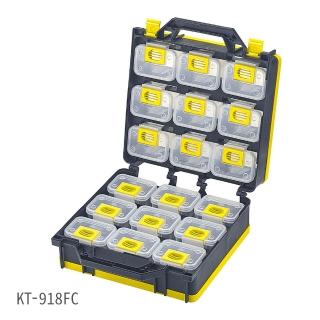 【KTL】台灣製 多用途零件整理盒 KT-918FC(背帶+內盒*18/分類盒/零件盒/收納盒/提盒/手提工作箱/工具箱)