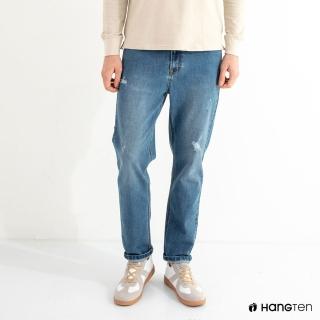 【Hang Ten】男裝-環保再生紗-TAPERED FIT錐形中腰九分丹寧褲(淺藍色)