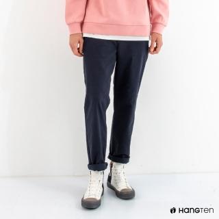 【Hang Ten】男裝-STRAIGHT FIT直筒鬆緊九分褲(深藍色)