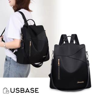【USBASE】韓系質感防潑水多背法防盜女包/單肩包/雙肩後背包(黑色)