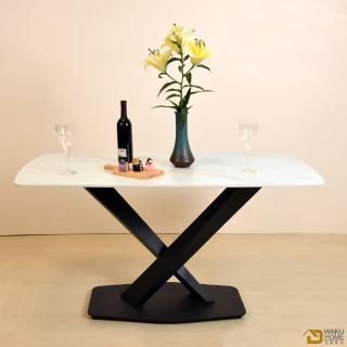 【WAKUHOME 瓦酷家具】Hale時髦X腳餐桌-A黑-B白A005-203