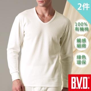 【BVD】2件組純天然優質有機棉U領長袖輕薄款(敏感肌膚適用)