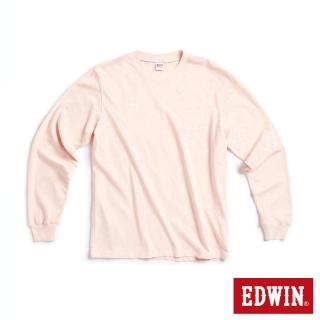 【EDWIN】女裝 後LOGO長袖T恤(淡粉紅)