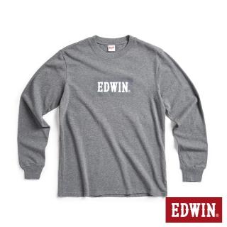 【EDWIN】女裝 BOX LOGO長袖T恤(灰色)