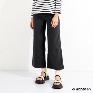 【Hang Ten】女裝-WIDE LEG FIT寬口仿毛料鬆緊長褲(深灰色)