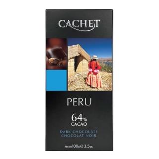 即期品【Cachet】凱薩64%秘魯可可豆醇黑巧克力(100G 效期2025/04/18)
