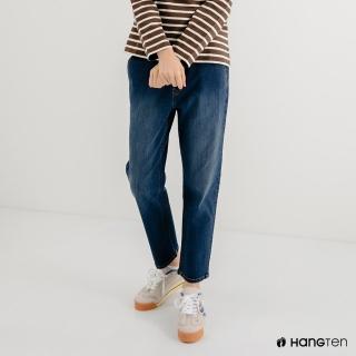 【Hang Ten】女裝-TAPERED FIT錐形鬆緊腰頭抽繩丹寧長褲(藍色)