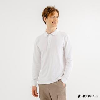 【Hang Ten】男裝-腳丫長袖POLO衫(白色)