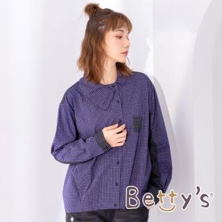 【betty’s 貝蒂思】格紋拼接造型領襯衫(深藍)