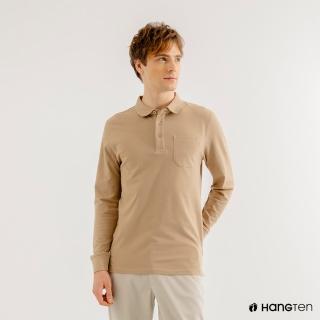 【Hang Ten】男裝-口袋長袖POLO衫(卡其色)