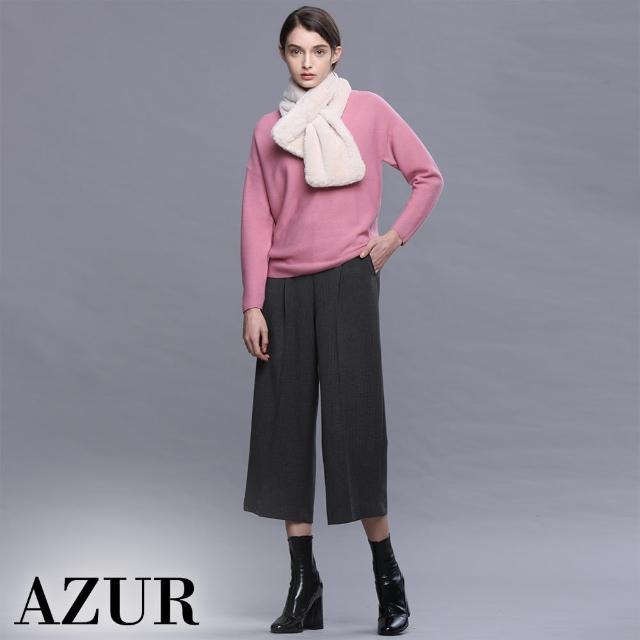 【AZUR】英倫壓折格紋修身寬褲-2色