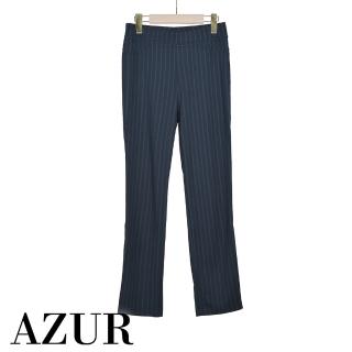 【AZUR】摩登直紋貼腿直筒彈性褲