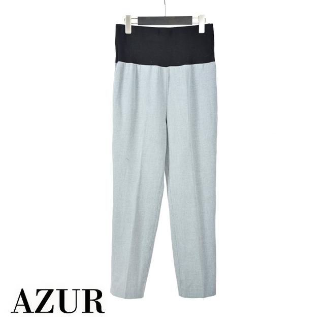 【AZUR】寬高腰顯瘦拼接直筒褲-2色