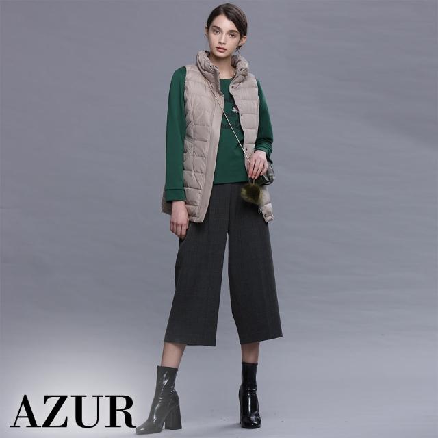 【AZUR】英倫後鬆緊格紋修身寬褲-2色