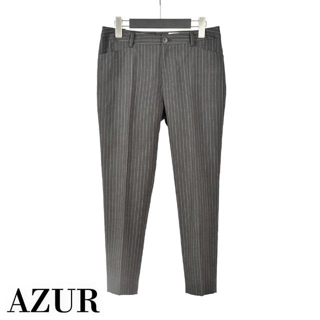 【AZUR】單釦直紋俐落率性羊毛西裝褲