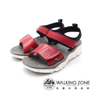 【WALKING ZONE】女 魔鬼氈增高止滑涼鞋 女鞋(紅色)