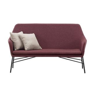 【BODEN】麥希亞紫紅色布沙發雙人座椅/二人座沙發椅(贈抱枕)