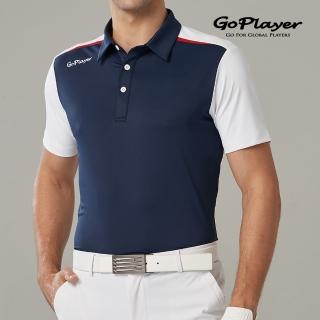 【GoPlayer】男短袖上衣-藍體白袖(高爾夫球衫 polo衫 運動衫)