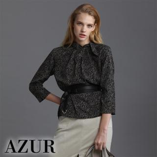 【AZUR】優雅立體領結碎花造型上衣-2色