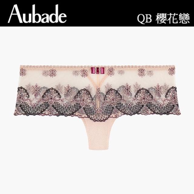 【Aubade】櫻花戀蕾絲平口褲-QB(粉橘)