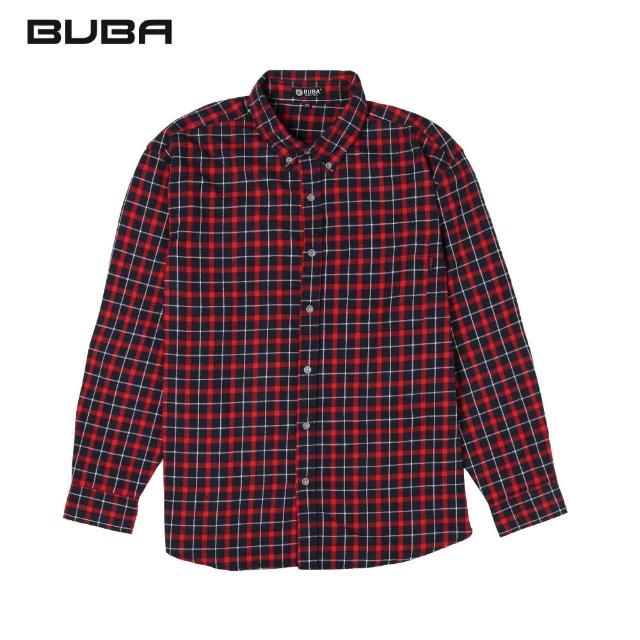 【MAXON 馬森大尺碼】法蘭絨紅藍格紋純棉長袖襯衫2L~5L(82375-58)