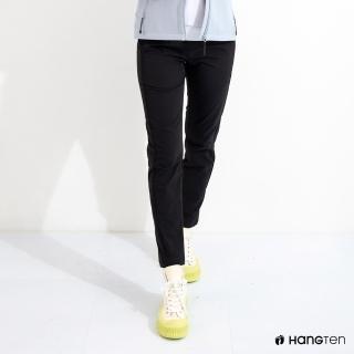 【Hang Ten】女裝-恆溫多功能-TAPERED FIT錐形四面彈防輕潑水長褲(黑色)